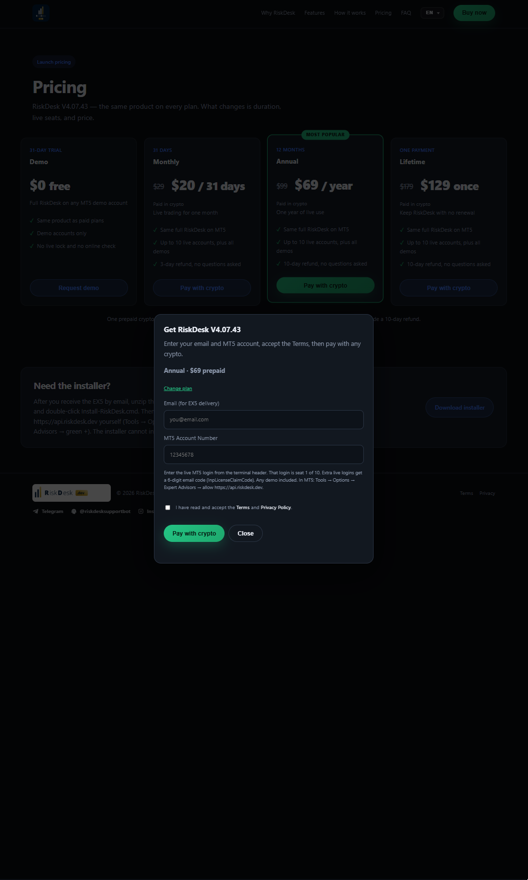 Checkout form