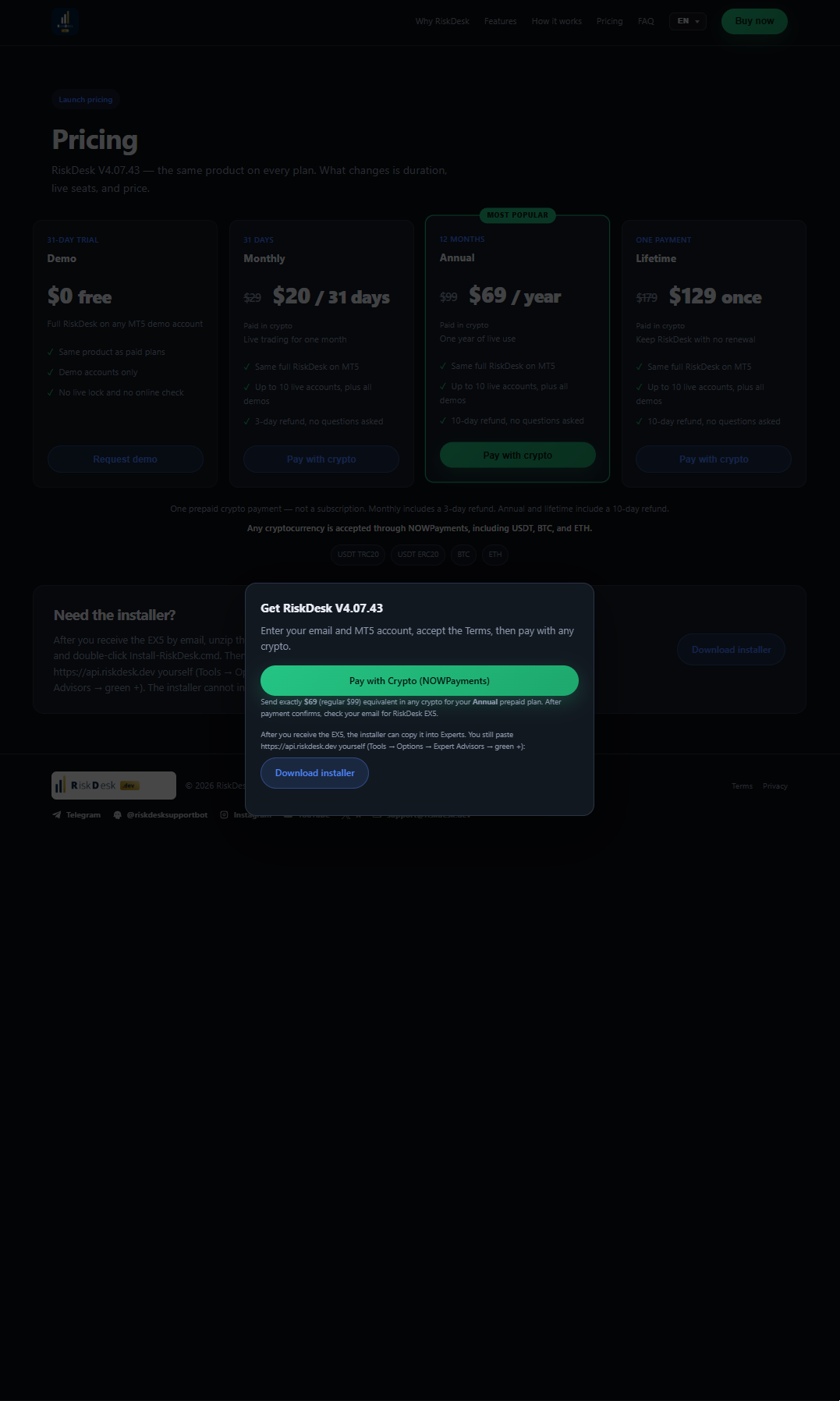NOWPayments button