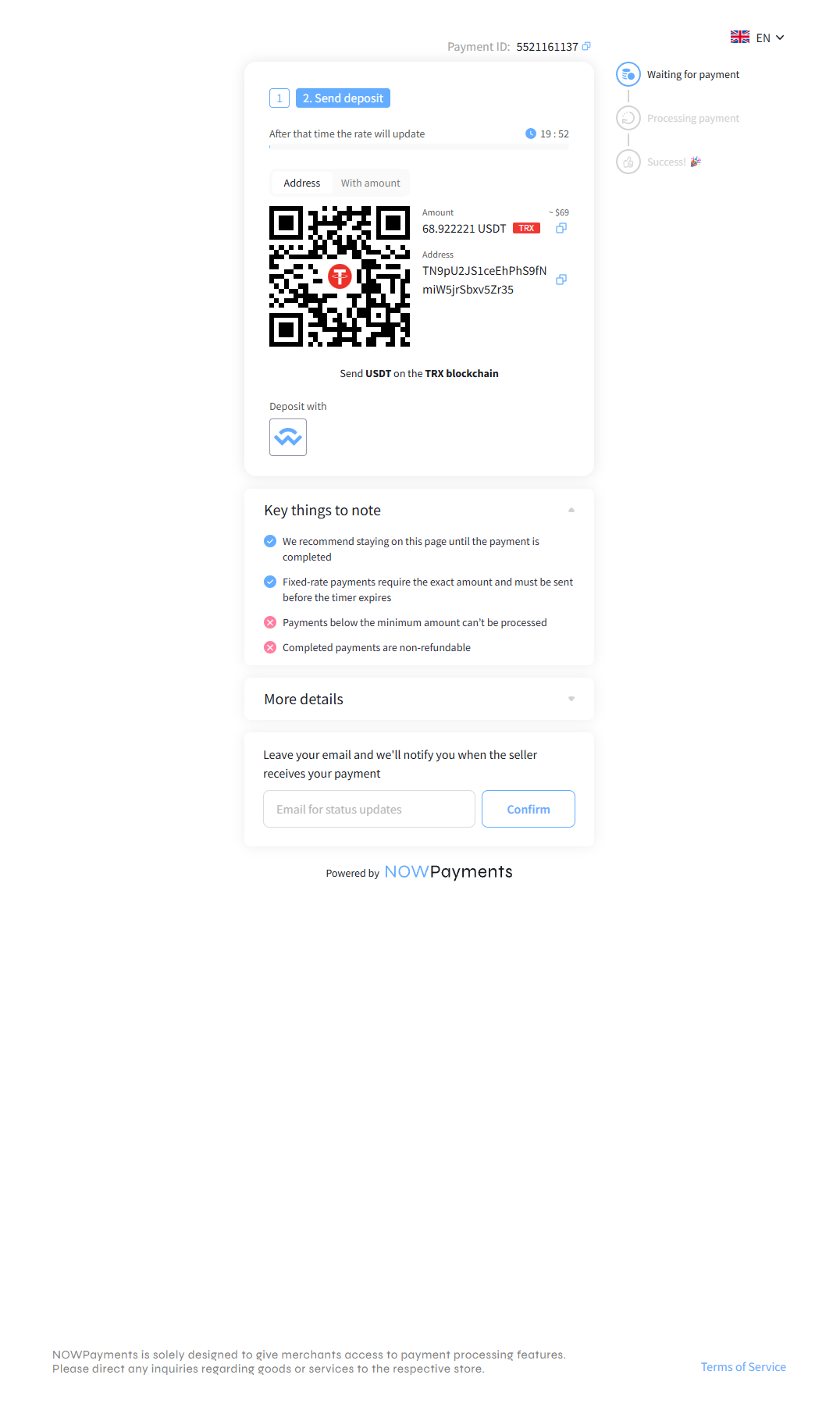 With amount QR