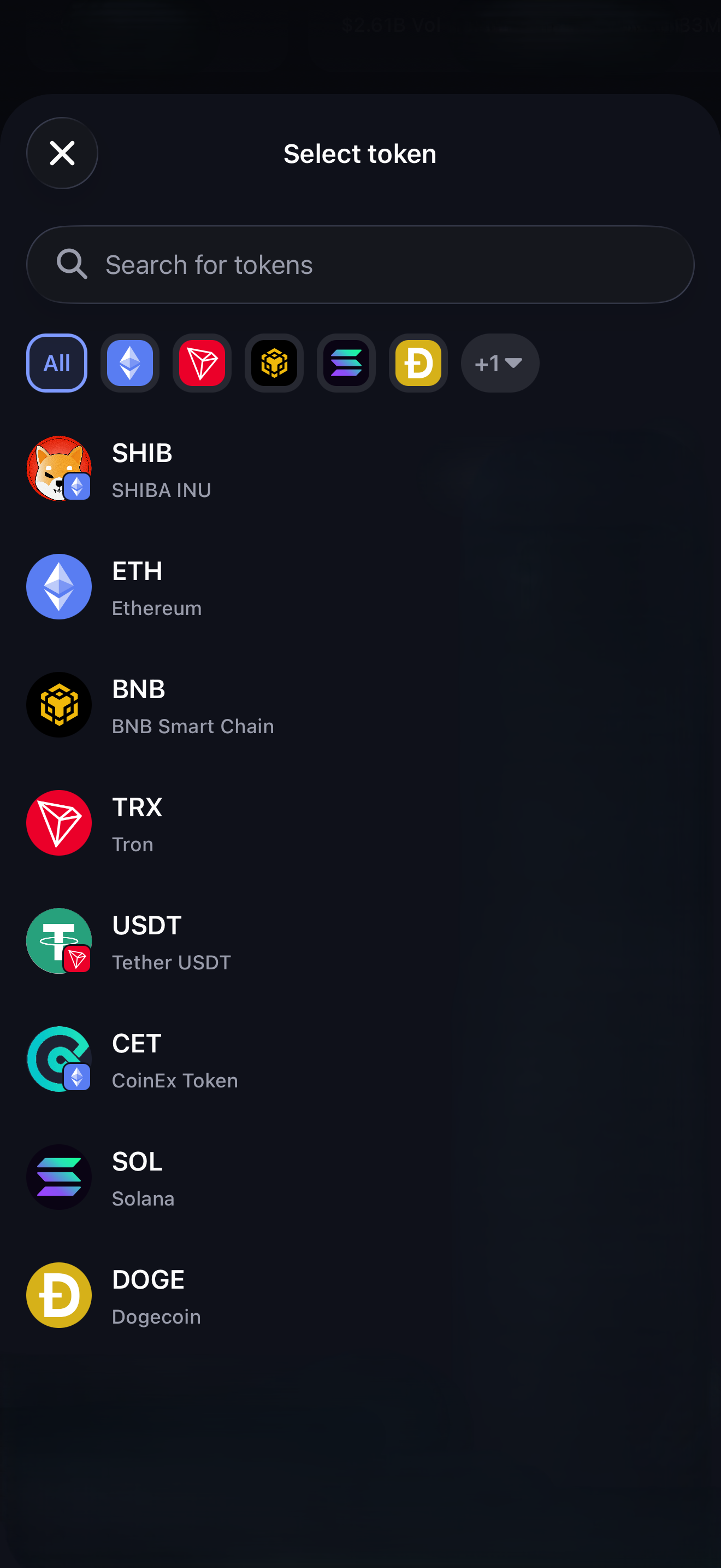 Select token